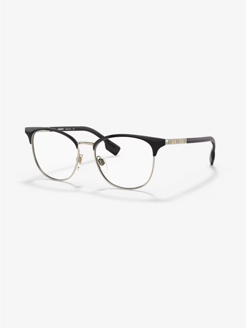 Burberry Black & Gold Clubmaster-Style Eyeglasses